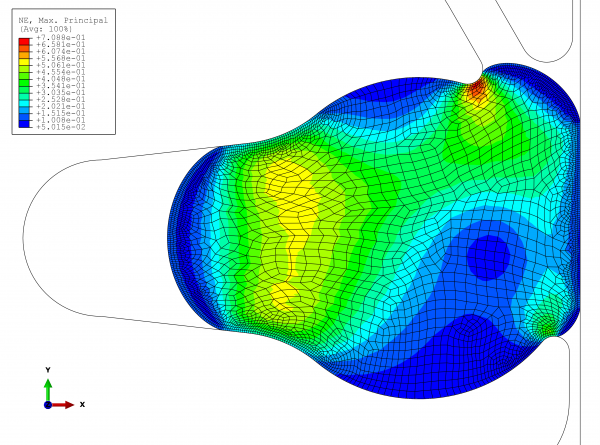 FIGURE 4 View of the maximum strains at work in the elastomer