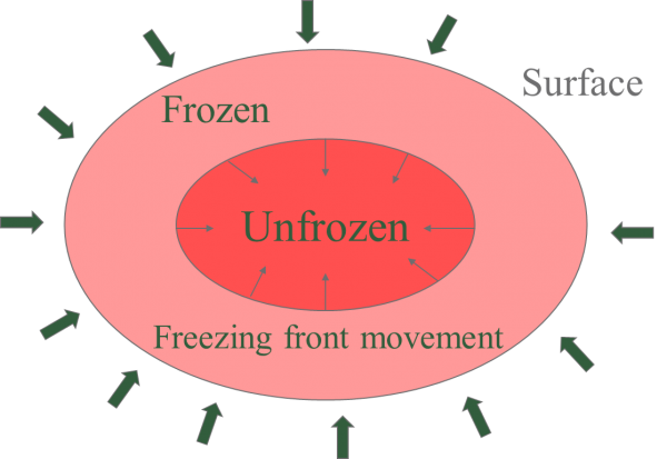 Figure 1 The freezing process in a piece of meat