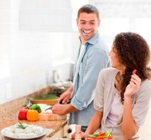 Couple enjoy recombined cheese