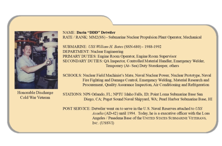 Image of Dr Darin Detwiler's submarine service biography