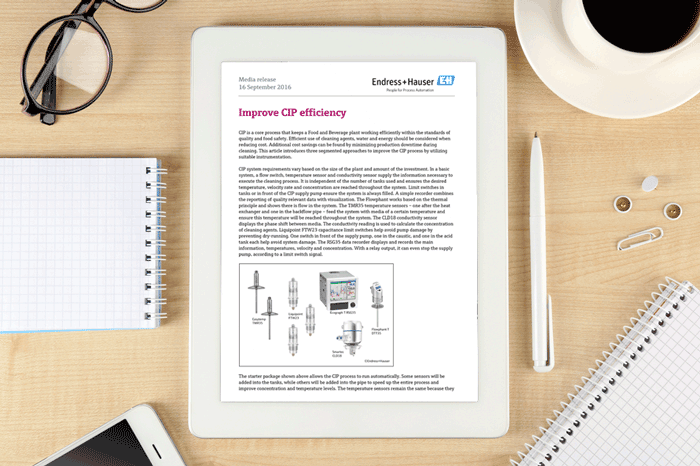 Endress+Hauser PR Food Improve CIP efficiency