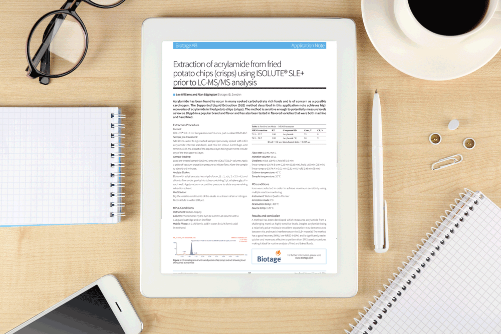 Extraction-of-acrylamide-from-fried-potato-chips-(crisps)-using-ISOLUTE-SLE-prior-to-LC-MSMS-analysis