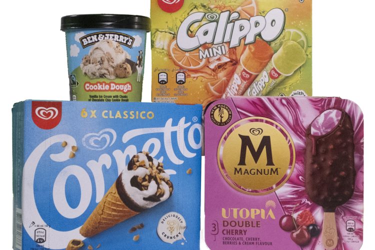 A selection of branded products including magnum, cornetto and calippo