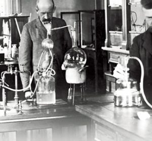 Johan Kjeldahl in his laboratory at Carlsberg