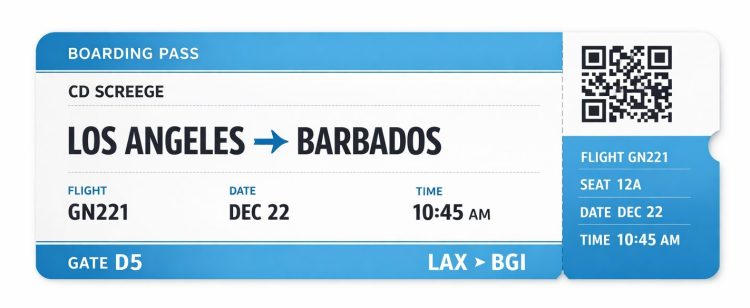 Flight: Los Angeles to Barbados ticket