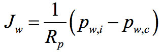 formula: water vapour flax from the sublimation interface to the chamber