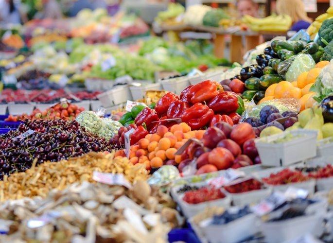 fruits and vegetables in market