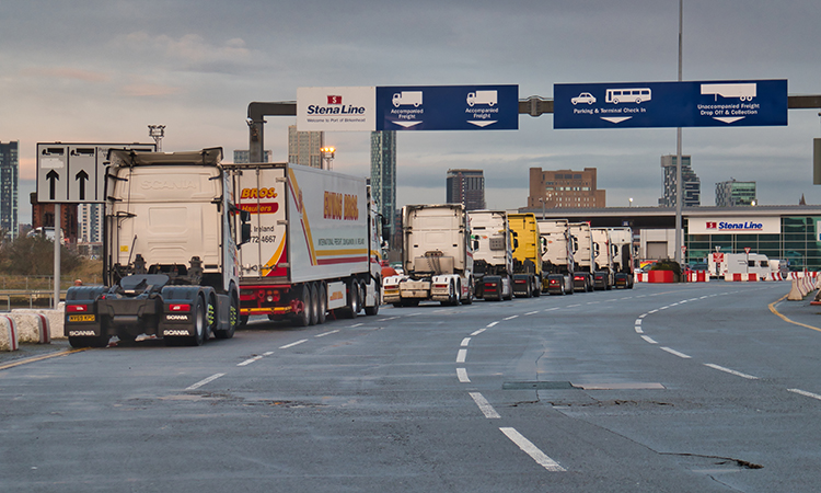 Brexit lorries at Birkenhead