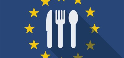 Illustration of an European Union long shadow flag with cutlery
