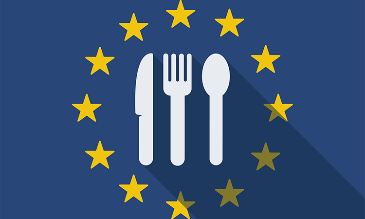 Illustration of an European Union long shadow flag with cutlery