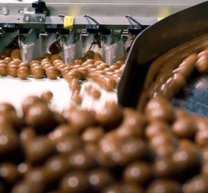 Lindt Lindor chocolates on production line