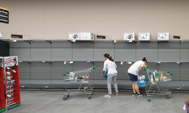 empty supermarket shelves