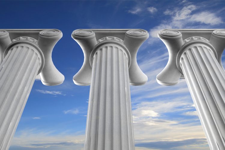 three white pillars