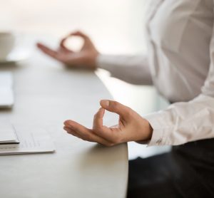 meditating at desk