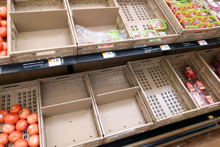 empty supermarket shelves