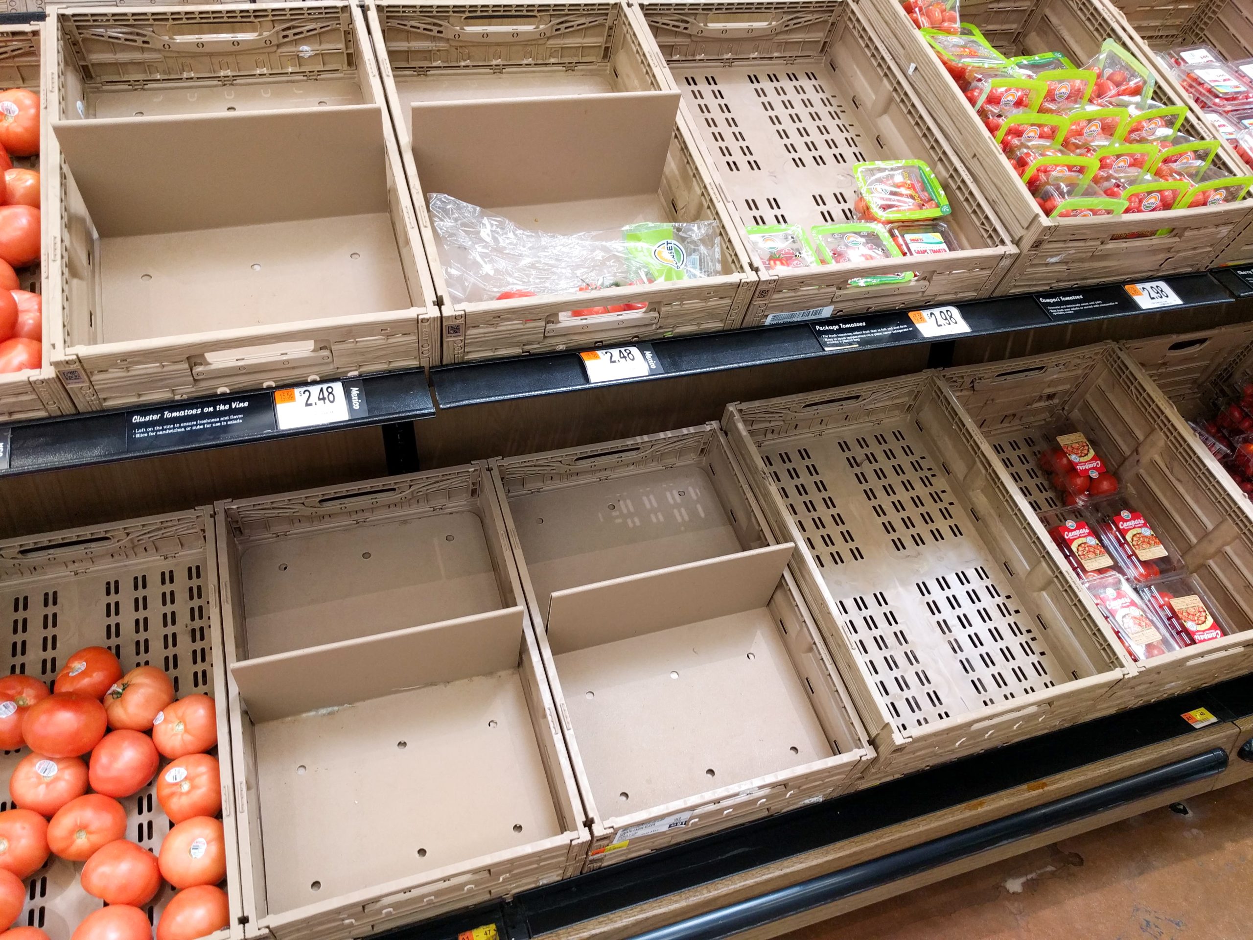 empty supermarket shelves