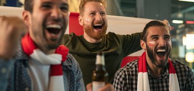 men watching football