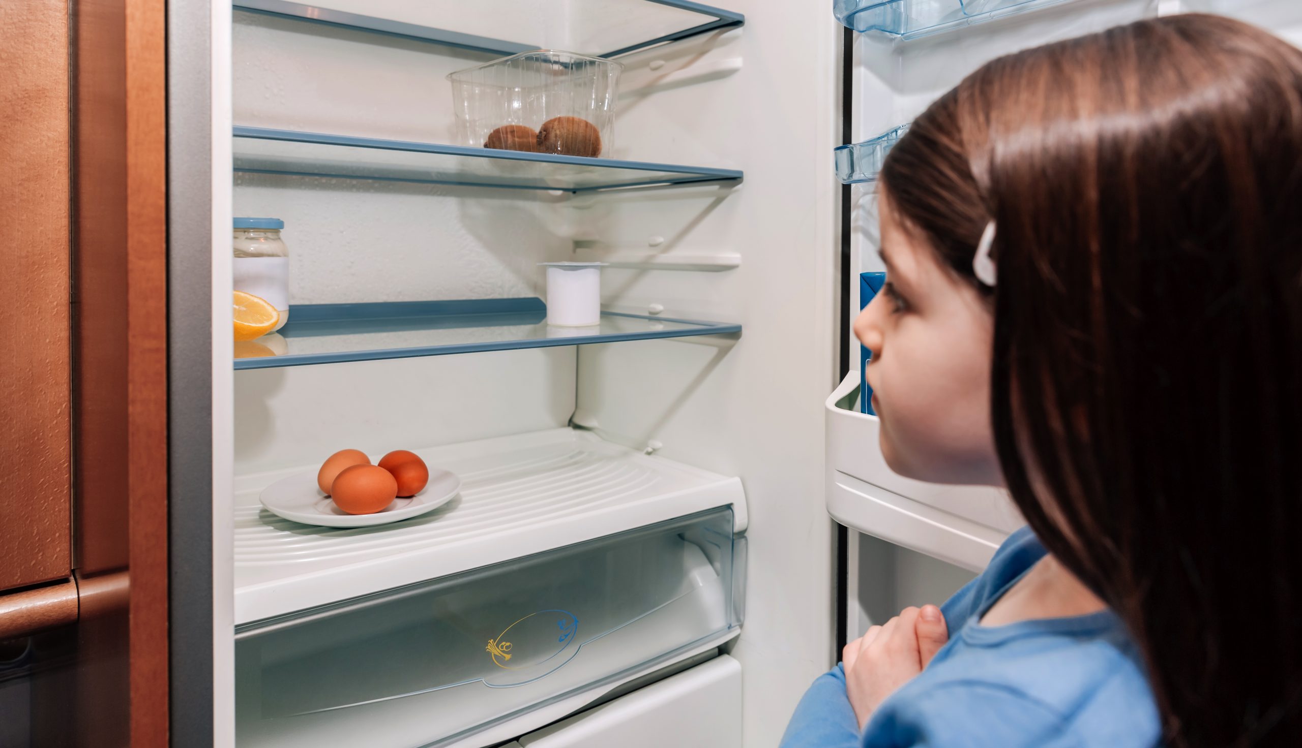 Child and fridge