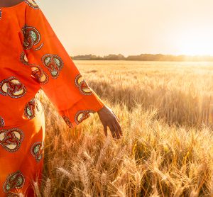 Woman on crop land