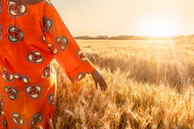 Woman on crop land