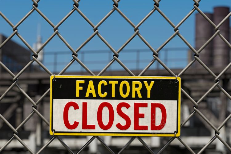 factory closed sign