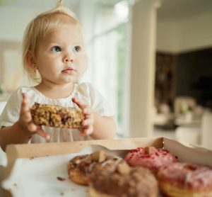 little girl with cake