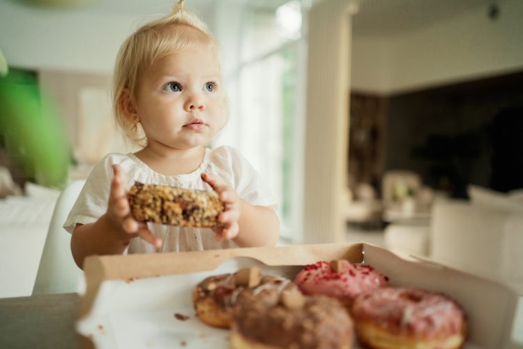 little girl with cake