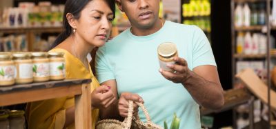 couple looking at label