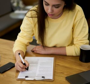 woman doing survey