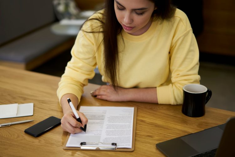 woman doing survey