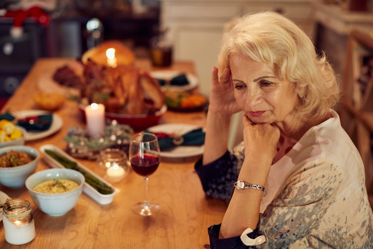 Sad woman Thanksgiving