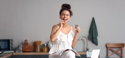woman eating chocolate