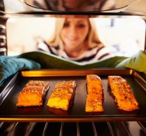 putting fish in oven