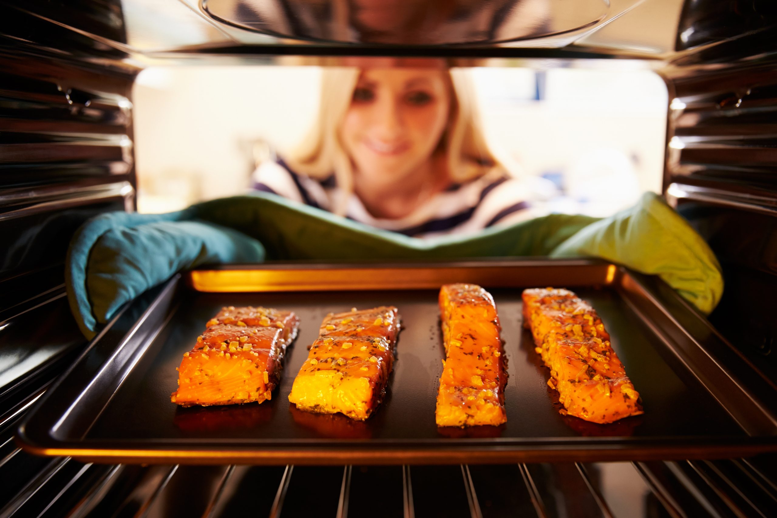 putting fish in oven