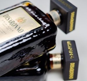 A bottle of Disaronno Originale laying on its back.