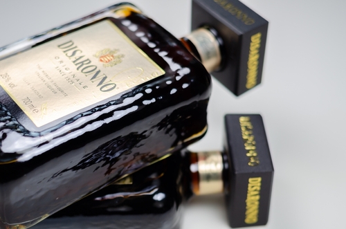 A bottle of Disaronno Originale laying on its back.