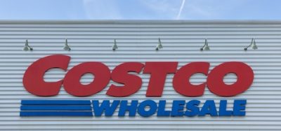 Costco storefront with company logo on display