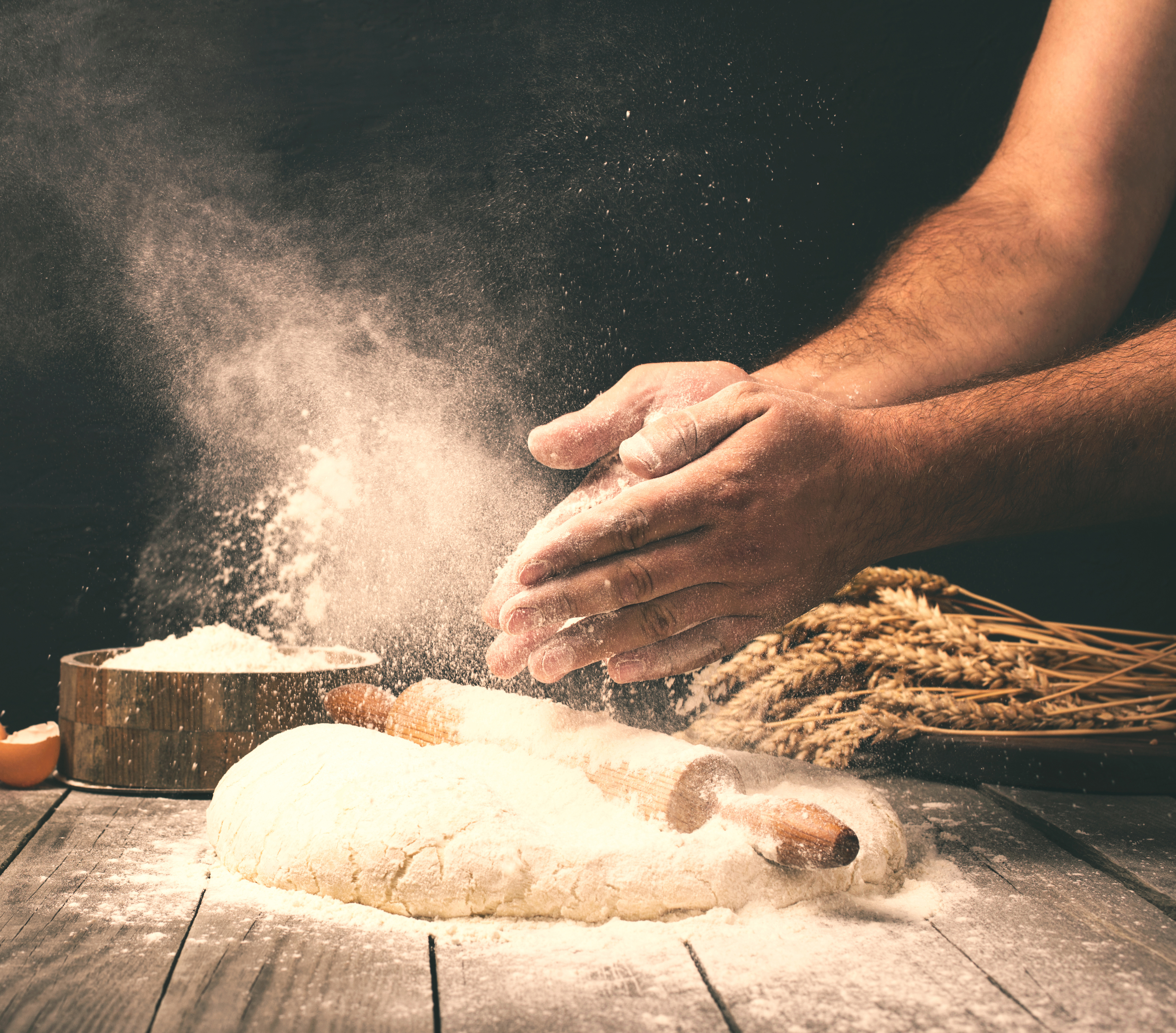 kneading bread