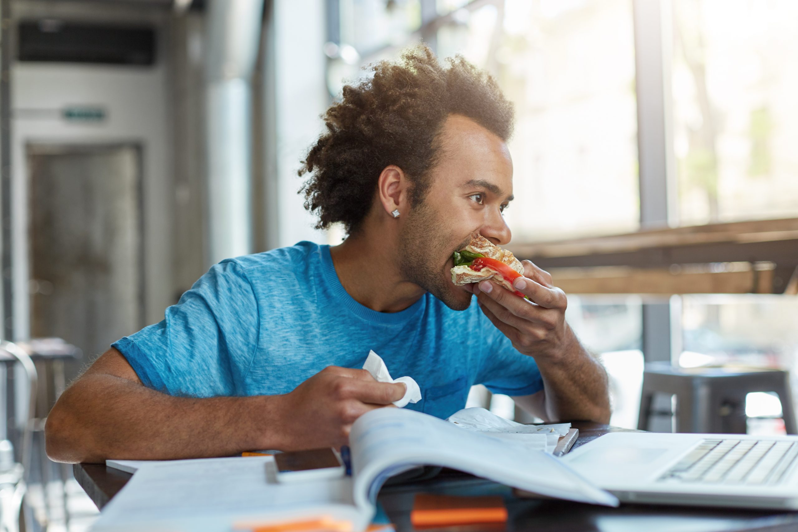 student eating