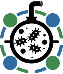 Silent enemies logo. A vector depicting a submarine periscope with pathogens in a petri dish within it.