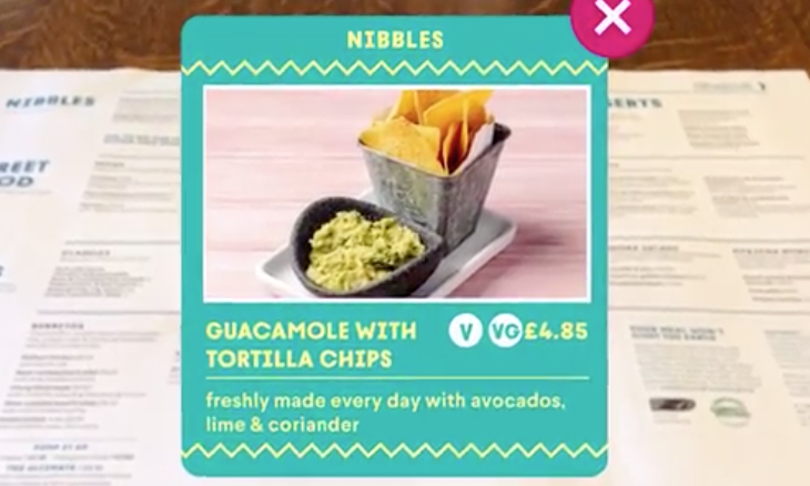 wahaca augmented reality menu