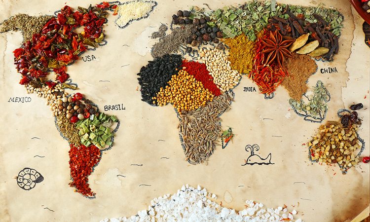 World map in food